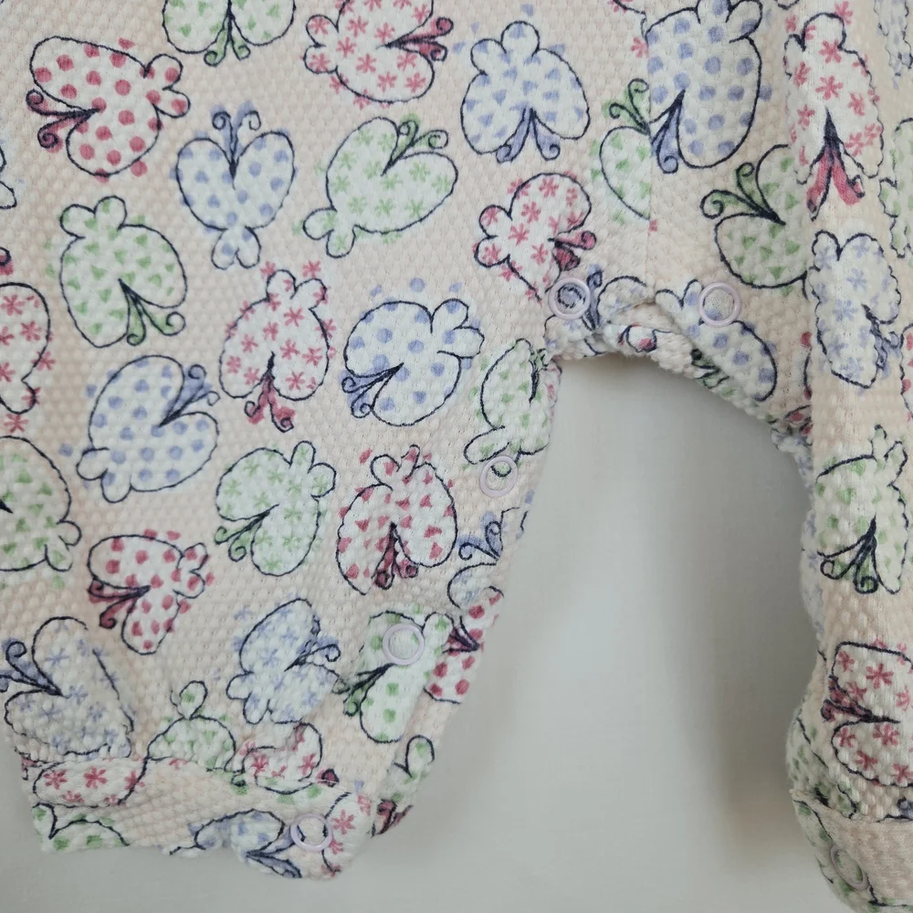Talbots Kids‎ Vtg Baby Girl Pink Multicolor Butterfly Peter Pan Collar Romper 6M